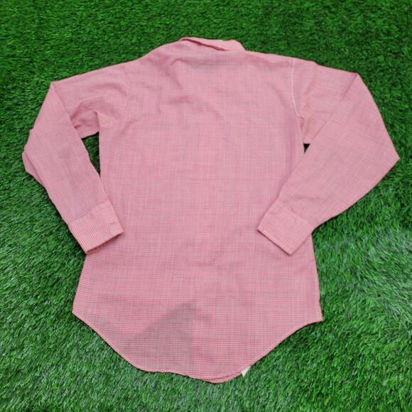 Vintage 80s Van-Heusen Button Shirt M 15.5 19x30 Glen Plaid - Picture 2 of 12